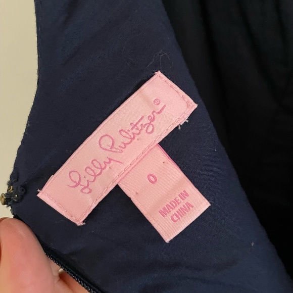 Navy and gold embroidered Lilly Pulitzer top - Picture 3 of 3